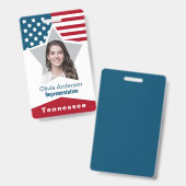 Stars Stripes Red White Blue Foto ID Ausweis (Vorder- & Rückseite)