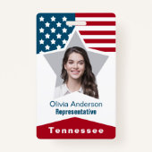 Stars Stripes Red White Blue Foto ID Ausweis (Vorderseite)