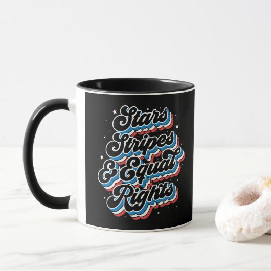 Stars Stripes und Equal Rights Patriotic 4. Juli Tasse (Mit Donut)