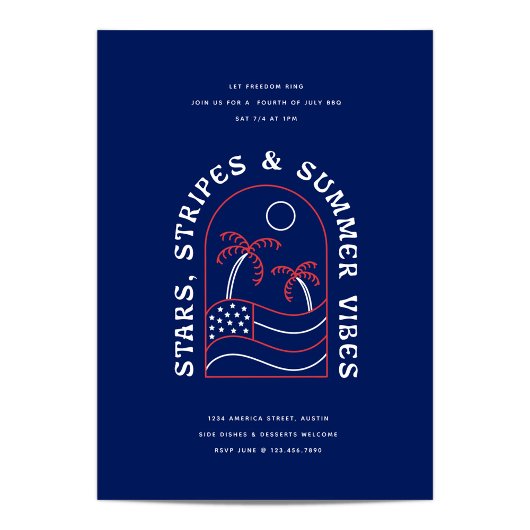 Stars Stripes und Summer Vibes 4. GRILLEN Party Einladung