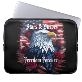 Stars & Stripes USA Flag Bald Adler mit Rose Laptopschutzhülle