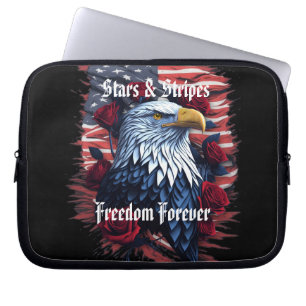 Stars & Stripes USA Flag Bald Adler mit Rose Laptopschutzhülle