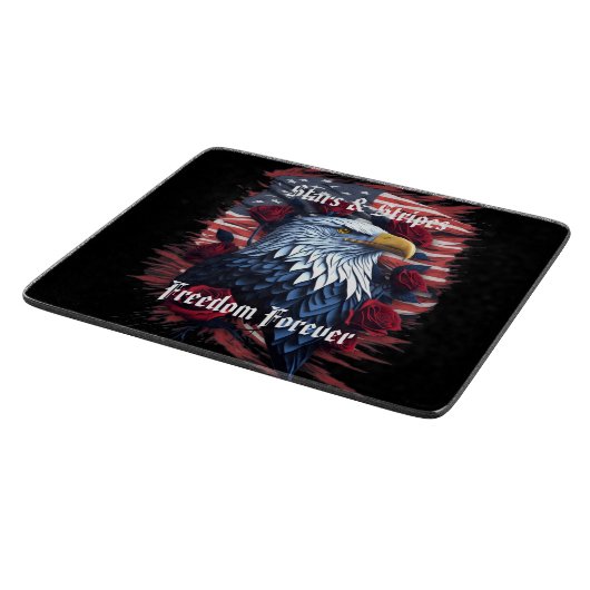 Stars & Stripes USA Flag Bald Eagle & Rose Schneidebrett (Ecke)