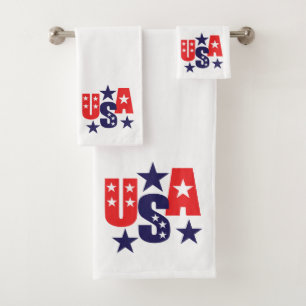 Stars & Stripes USA Patriotic Design Badhandtuch Set