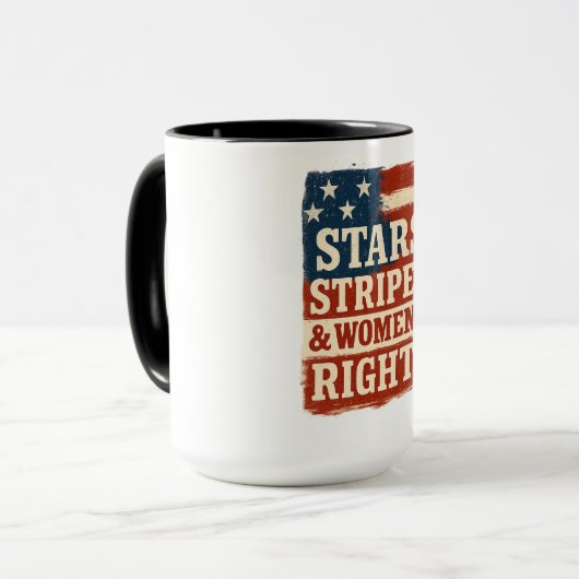 Stars, Stripes & Women’s Rights Distressed Flag Tasse (Vorderseite Links)