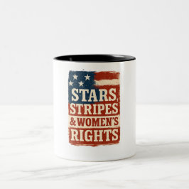Stars, Stripes & Women’s Rights Distressed Flag Zweifarbige Tasse