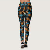 Stars Sun Moon Himmelsmuster Schwarz Leggings (Rückseite)