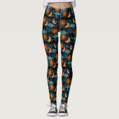 Stars Sun Moon Himmelsmuster Schwarz Leggings (Vorderseite)