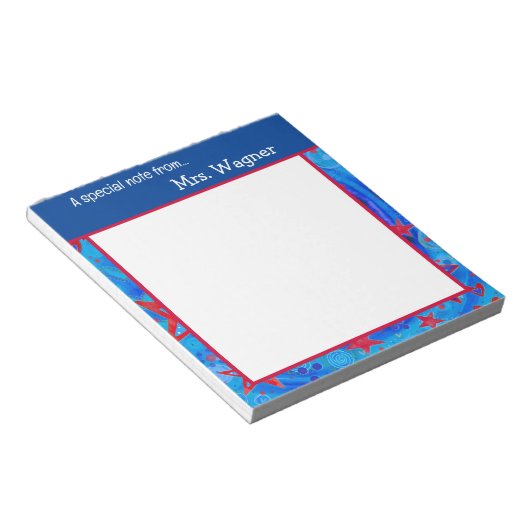 Stars Teacher Red White Blue School Notizblock (angewinkelt)