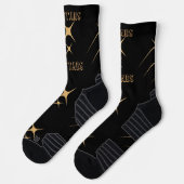 Stars Text Name gedruckt Schwarze Farbe Hintergrun Socken (Links)