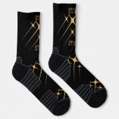 Stars Text Name gedruckt Schwarze Farbe Hintergrun Socken (Rechts)