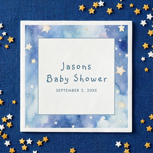 Stars träumen Baby Dusche blaue Einladung Serviette