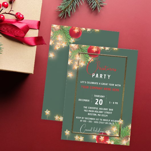 Stars und Baubles Weihnachtsfest im Unternehmen Pa Einladung