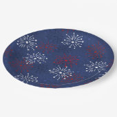 Stars und Feuerwerke: Unabhängigkeitstag Pappteller (Schrägansicht)