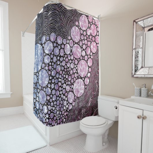 Stars und Kreise abstrakte Leinwand Duschvorhang (Beispiel)