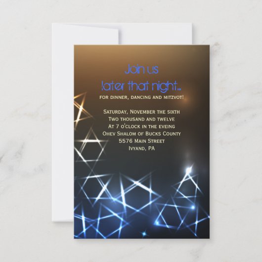 STARS UND LIGHTS Bar Bat Mitzvah Party Card Einladung (Vorderseite)