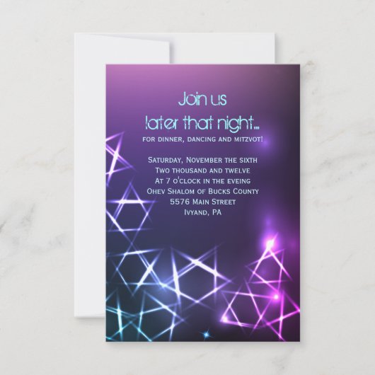 STARS UND LIGHTS Bar Bat Mitzvah Party Card Einladung (Vorderseite)
