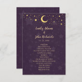 Stars und Mond des Lila Hochzeitsprogramms (Vorne/Hinten)