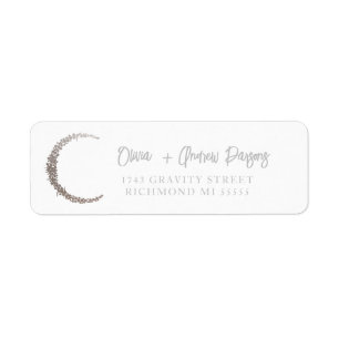 Stars und Moon Hand Letted Script Address Label