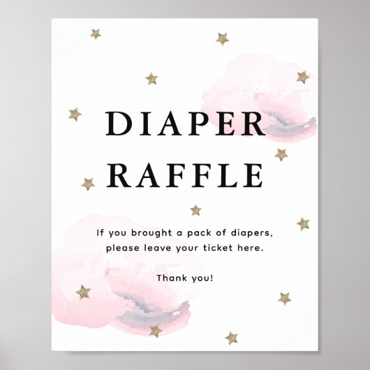 Stars und rosa Wolken Kinderdusche Windelwindeln Poster (Vorne)
