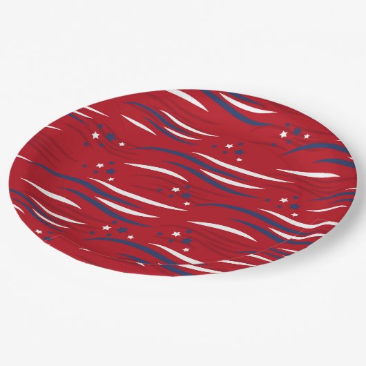 Stars und Streifen Pappteller (Schrägansicht)