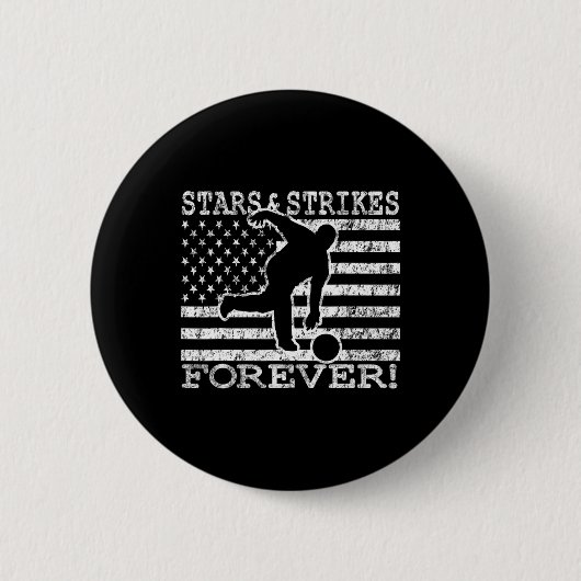 Stars und Strikes für immer Bowling American Flag Button (Vorderseite)