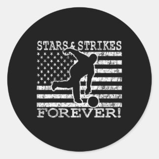 Stars und Strikes für immer Bowling American Flag Runder Aufkleber