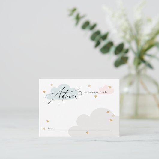 Stars und Wolken farbenfrohe Babyduschberatung Begleitkarte (Stehend Vorderseite)