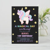 Stars Unicorn Einladung zum Geburtstag (Stehend Vorderseite)