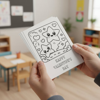 Stars Valentine’s Day Coloring for Students Postkarte