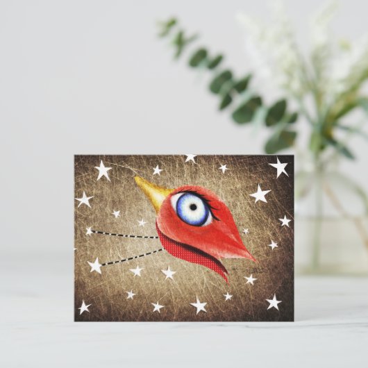 Stars Winter Bird Postkarte (Stehend Vorderseite)