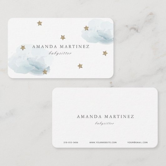 Stars & Wolken Einfache weiße Visitenkarte (Vorne/Hinten)