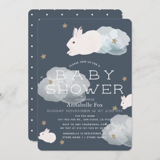 Stars & Wolken Fliegender Sonnendusche Einladung (Vorne/Hinten)