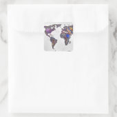 Stars world map quadratischer aufkleber (Tasche)
