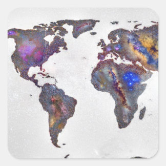 Stars world map quadratischer aufkleber