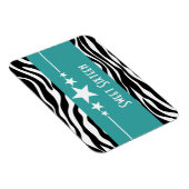 Stars Zebra Print Sweet 16 Magnet, Aqua Magnet (Rechte Seite)