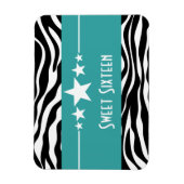 Stars Zebra Print Sweet 16 Magnet, Aqua Magnet (Vertikal)