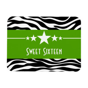 Stars Zebra Print Sweet 16 Magnet, grün Magnet