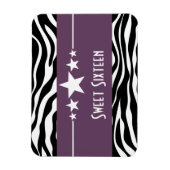 Stars Zebra Print Sweet 16 Magnet, Lila Magnet (Vertikal)