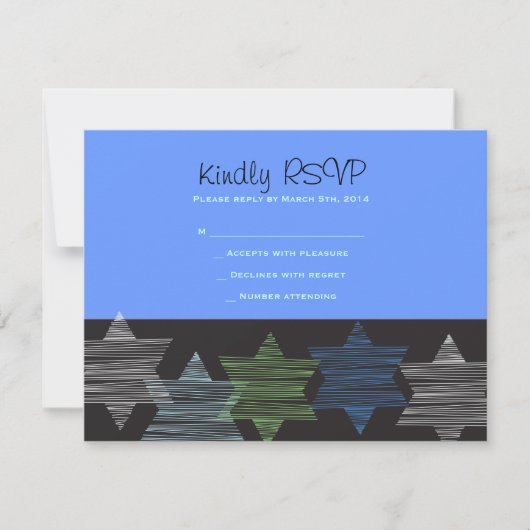 STARS ZUR VERBINDUNG DER Bar Bat Mitzvah Empfang C RSVP Karte (Vorderseite)