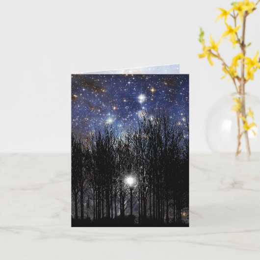 Starscape & Trees - Note Card Karte (Gelbe Blume)