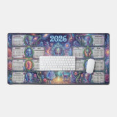 Starseed Sanctuary Psychedelic Alien 2026 Calendar Schreibtischunterlage (Tastatur & Maus)
