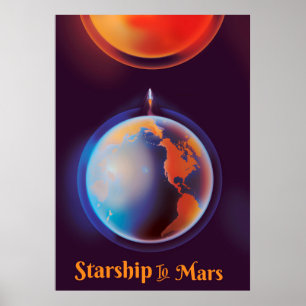 Starship in Mars Poster