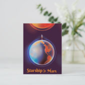 Starship in Mars Postkarte (Stehend Vorderseite)
