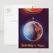 Starship in Mars Postkarte (Vorne/Hinten)