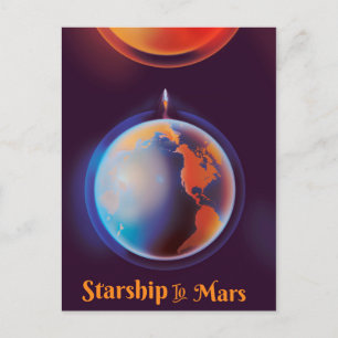 Starship in Mars Postkarte