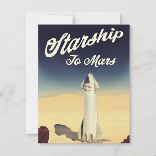 Starship to Mars Vintage Style Space Reise.