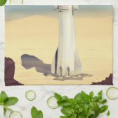 Starship to Mars Vintage Style Space Reise. Geschirrtuch (Gefaltet)