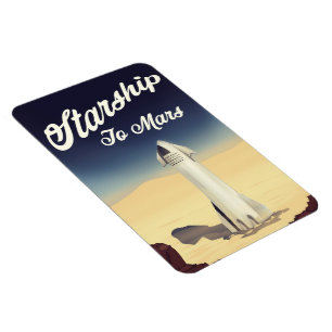 Starship to Mars Vintage Style Space Reise. Magnet