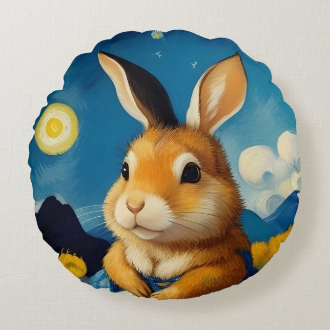 Starspring Bunny Round Pillow Rundes Kissen (Vorderseite)